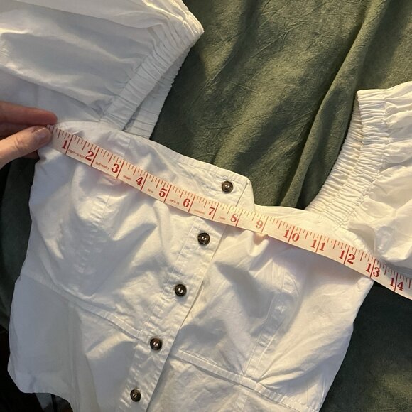 Ganni Poplin Puff Sleeve Blouse Womens 0 White Milkmaid Prairie Coquette - Picture 9 of 11